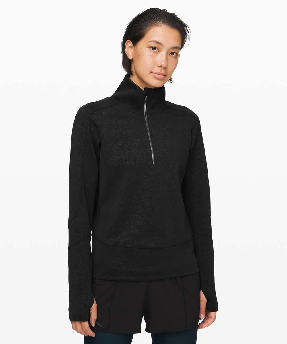 Lululemon Run to Reset 1/2 Zip XXS Speckle Emboss Black  Running Zip up